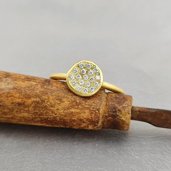 Engagement ring. 14K Yellow gold ring with 0.18ct Diamonds. UNIQUE beautiful - Picture 4 of 11